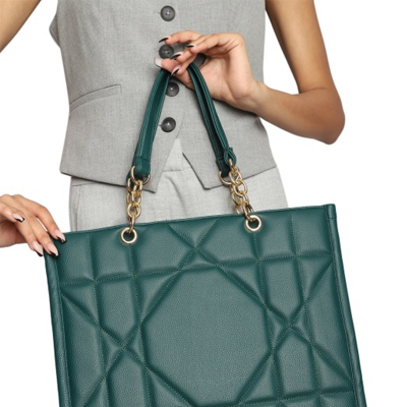Textured Structured Quilted Tote Bag