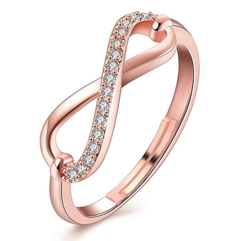 Rose Gold Plated Illuminating Adjustable Infinity Love Finger Ring For Girls And Women
