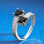 Women Elegant Austrian Crystal Platinum Plated Adjustable Ring