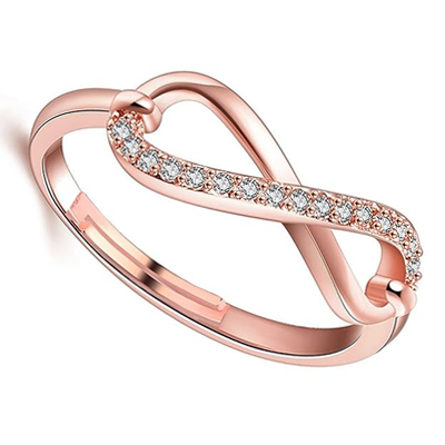 Rose Gold Plated Illuminating Adjustable Infinity Love Finger Ring For Girls And Women