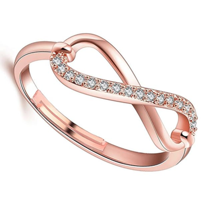 Rose Gold Plated Illuminating Adjustable Infinity Love Finger Ring For Girls And Women