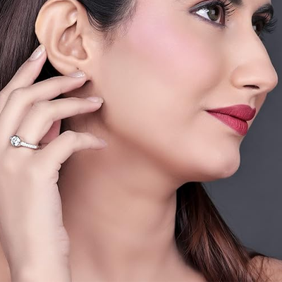 Sterling Silver White American Twin solitaire ring Personalized Gifts