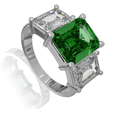 Green Crystal I Ring for Women | Womens Aesthetic & Stylish Silver Ring