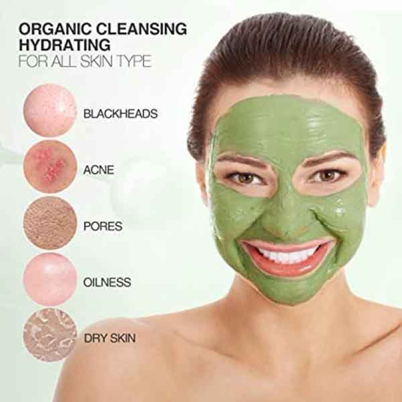 Natural Organic Green Tea Mud Mask Deep Cleansing Blackhead Removal Face Mask